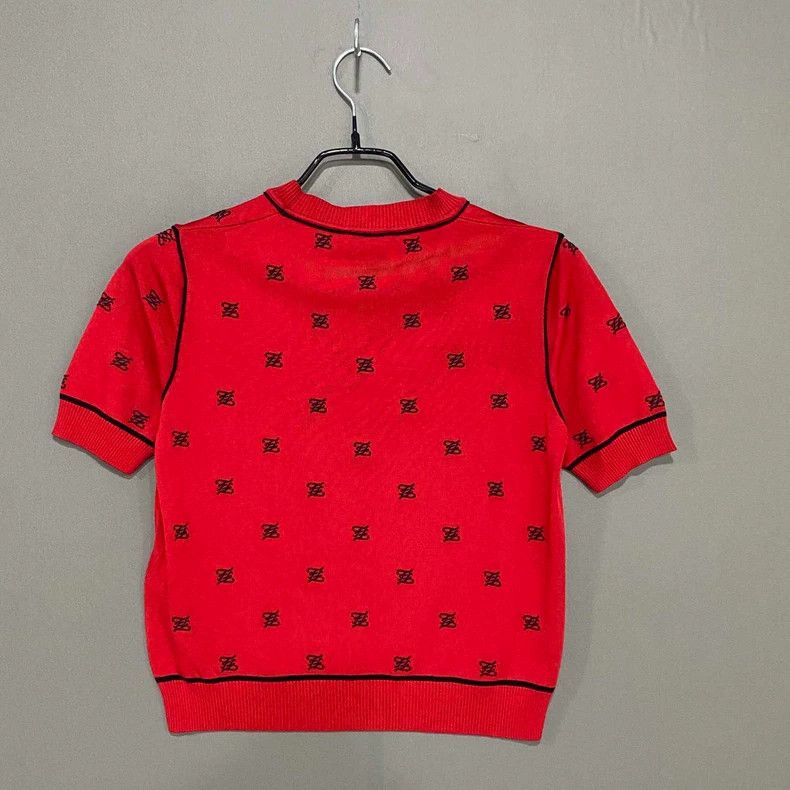 Fendi Red Knitted Short Sleeve Top FENDI Size S / US 4 / IT 40 - 3 Thumbnail