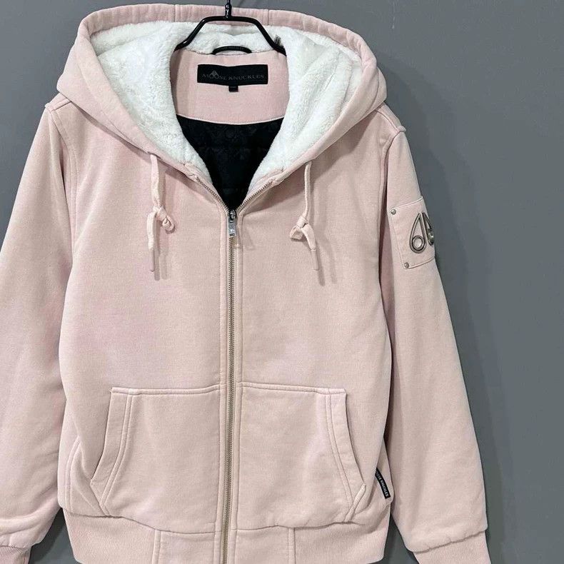 Moose Knuckles Pink Zip-Up Hooded Sweatshirt Size M / US 6-8 / IT 42-44 - 2 Thumbnail