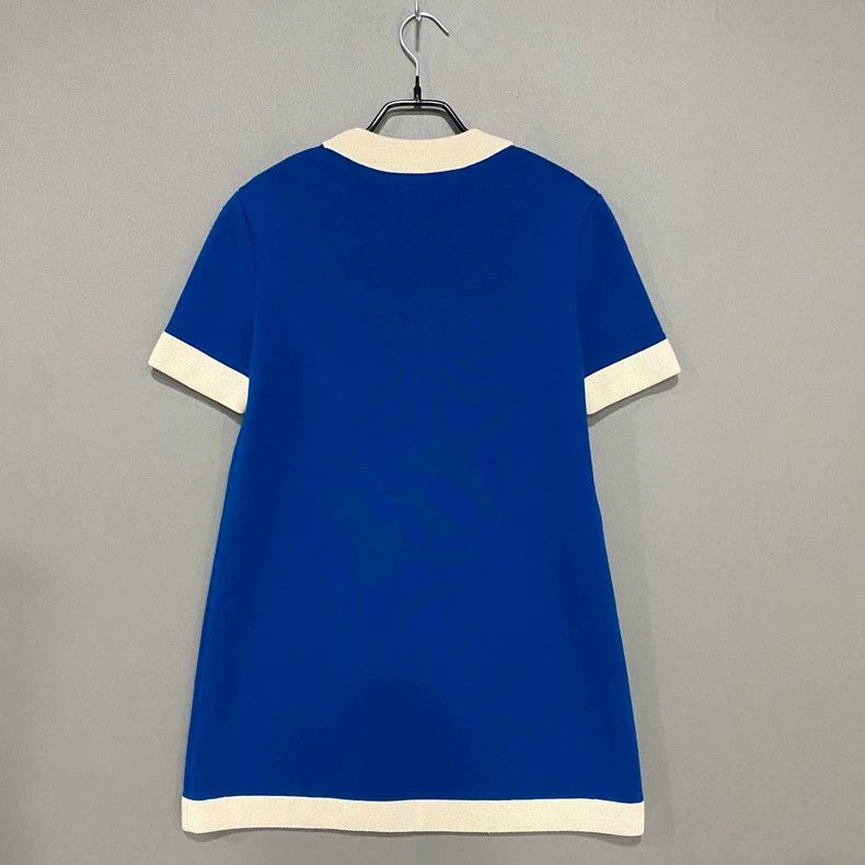 Gucci Blue Knit Dress with Logo Pocket Size S / US 4 / IT 40 - 4 Thumbnail