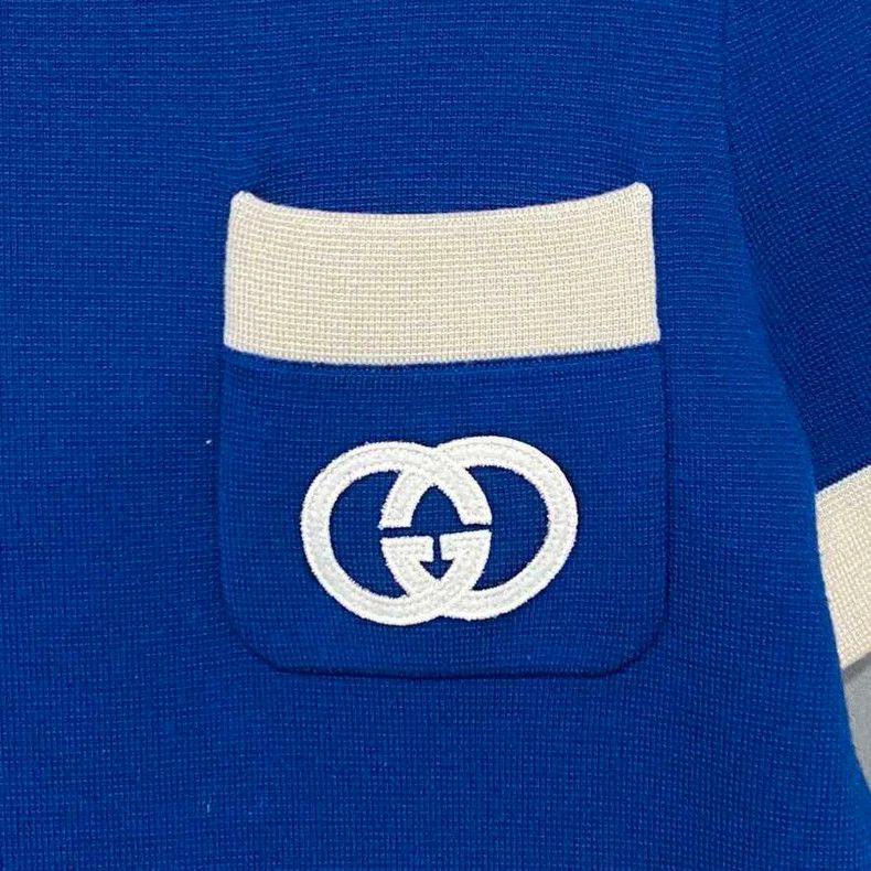 Gucci Blue Knit Dress with Logo Pocket Size S / US 4 / IT 40 - 3 Thumbnail