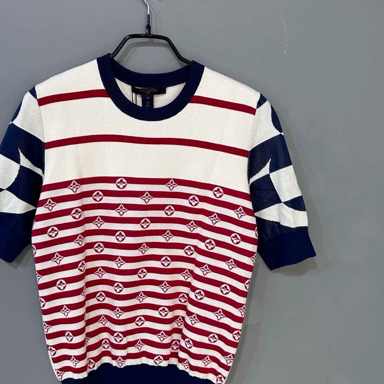 Louis Vuitton Striped Knit Short Sleeve Top LV Size S / US 4 / IT 40 - 2 Thumbnail