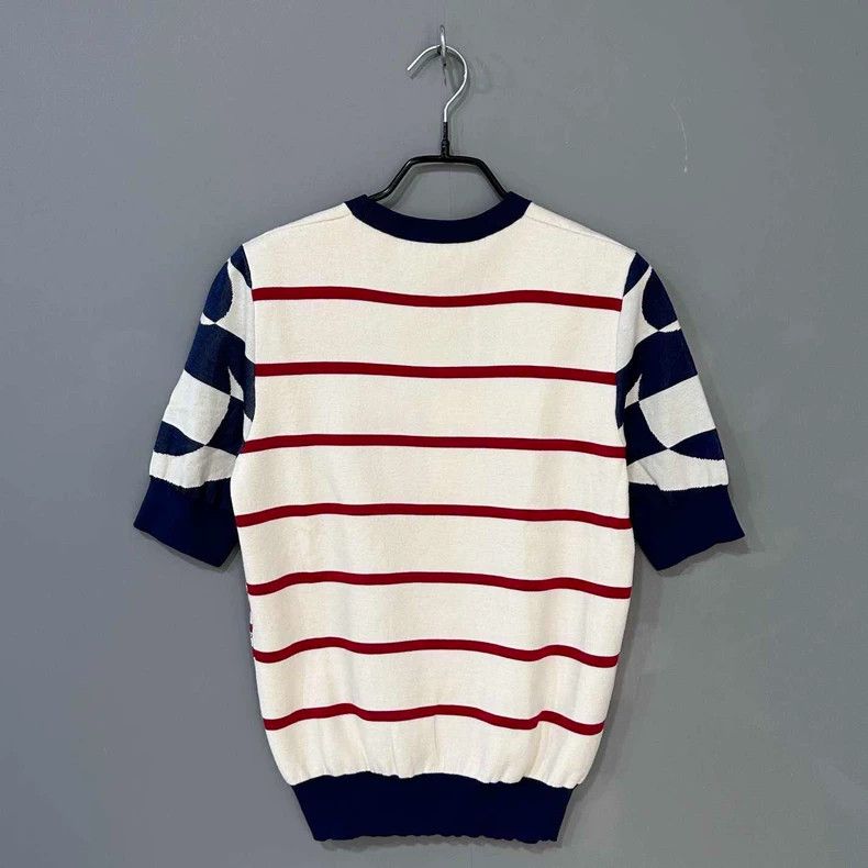 Louis Vuitton Striped Knit Short Sleeve Top LV Size S / US 4 / IT 40 - 3 Thumbnail