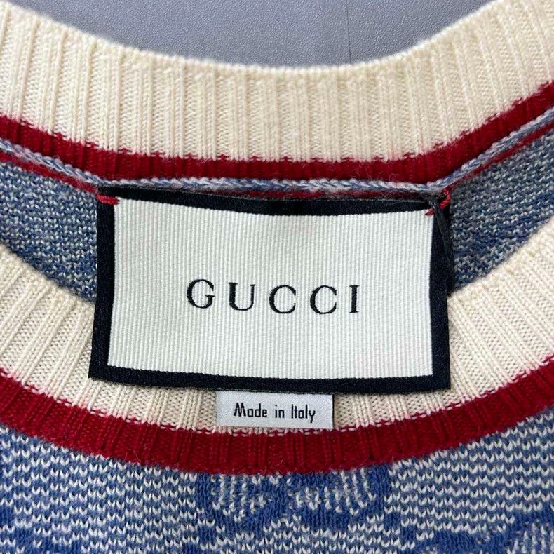 Gucci Blue Knit Printed Dress by GUCCI Size M / US 6-8 / IT 42-44 - 4 Thumbnail