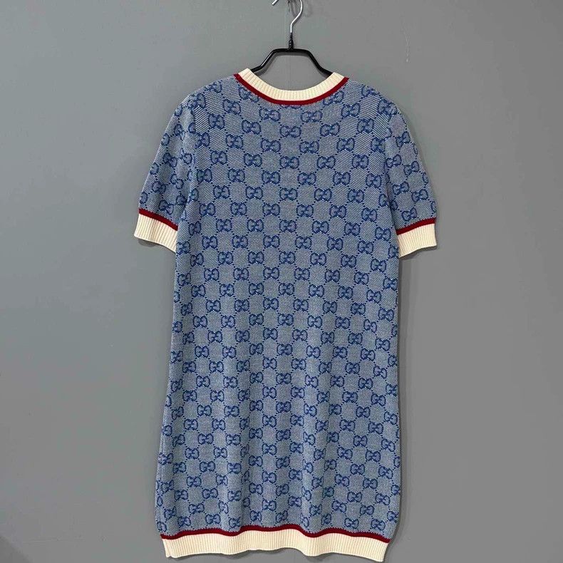 Gucci Blue Knit Printed Dress by GUCCI Size M / US 6-8 / IT 42-44 - 3 Thumbnail