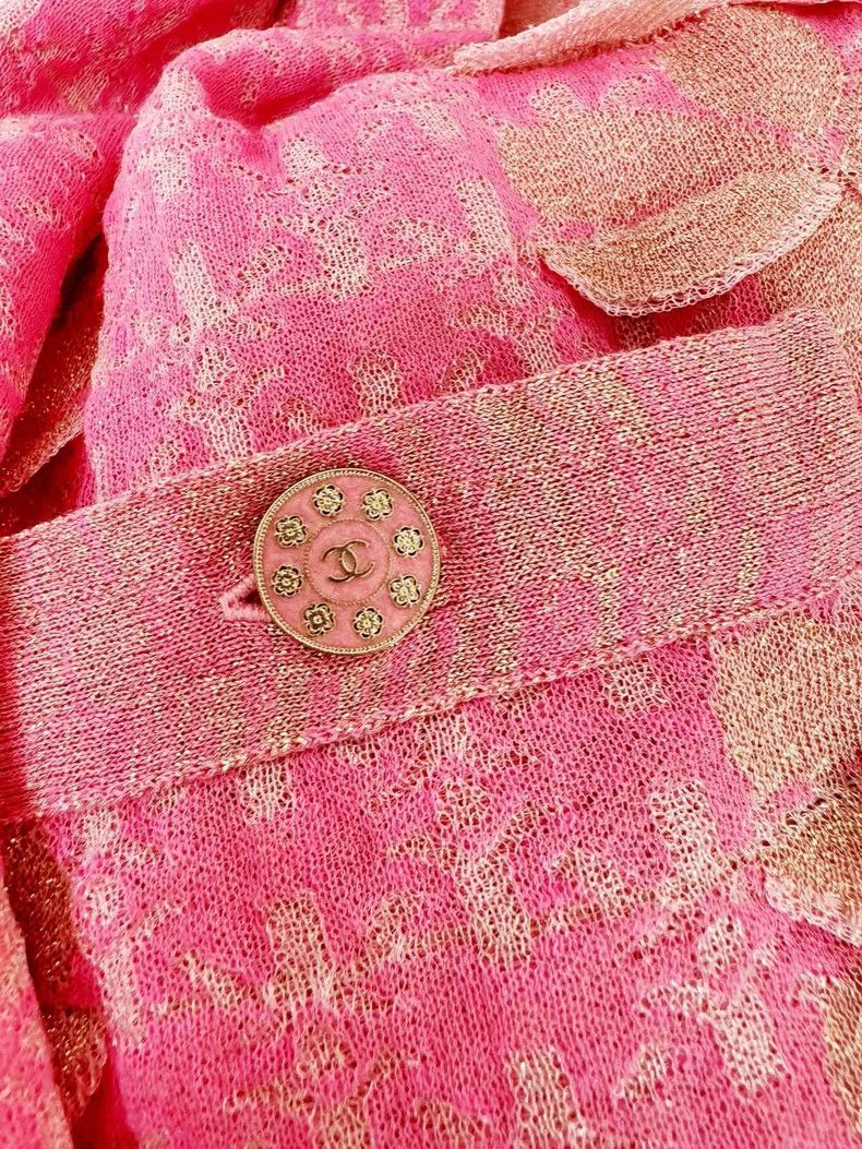 Chanel Chanel Pink Knit Cardigan with Pockets Size L / US 10 / IT 46 - 4 Thumbnail