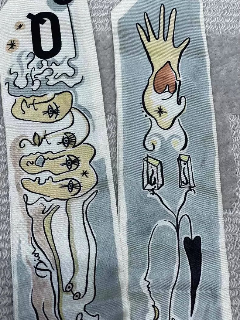 Dior Dior Silk Scarf with Artistic Design Size ONE SIZE - 5 Thumbnail