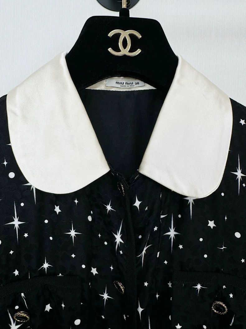 Prada Miumiu Silk Dress with Star Print Design Size S / US 4 / IT 40 - 2 Thumbnail