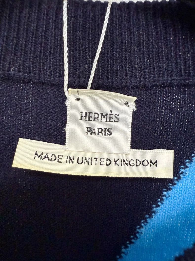 Hermes Hermes Cashmere Knit Top in Blue and Black Size S / US 4 / IT 40 - 2 Thumbnail