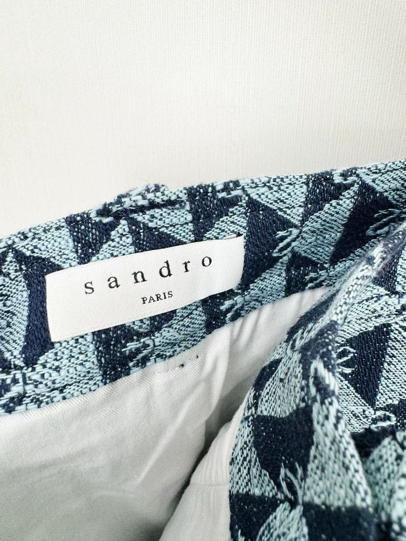 Sandro Sandro Blue Printed Flared Skirt Size 23" - 4 Thumbnail