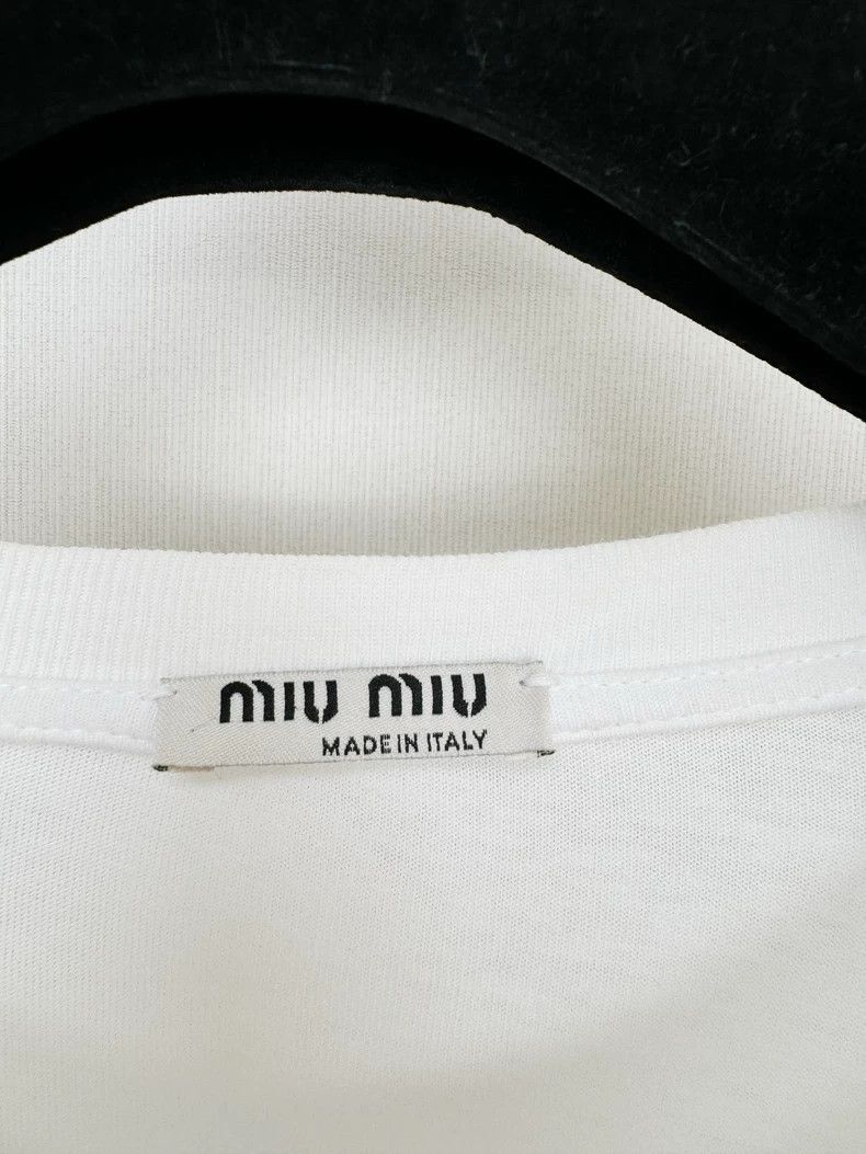 Prada Miumiu Short Sleeve Top with Embellishments Size S / US 4 / IT 40 - 2 Thumbnail
