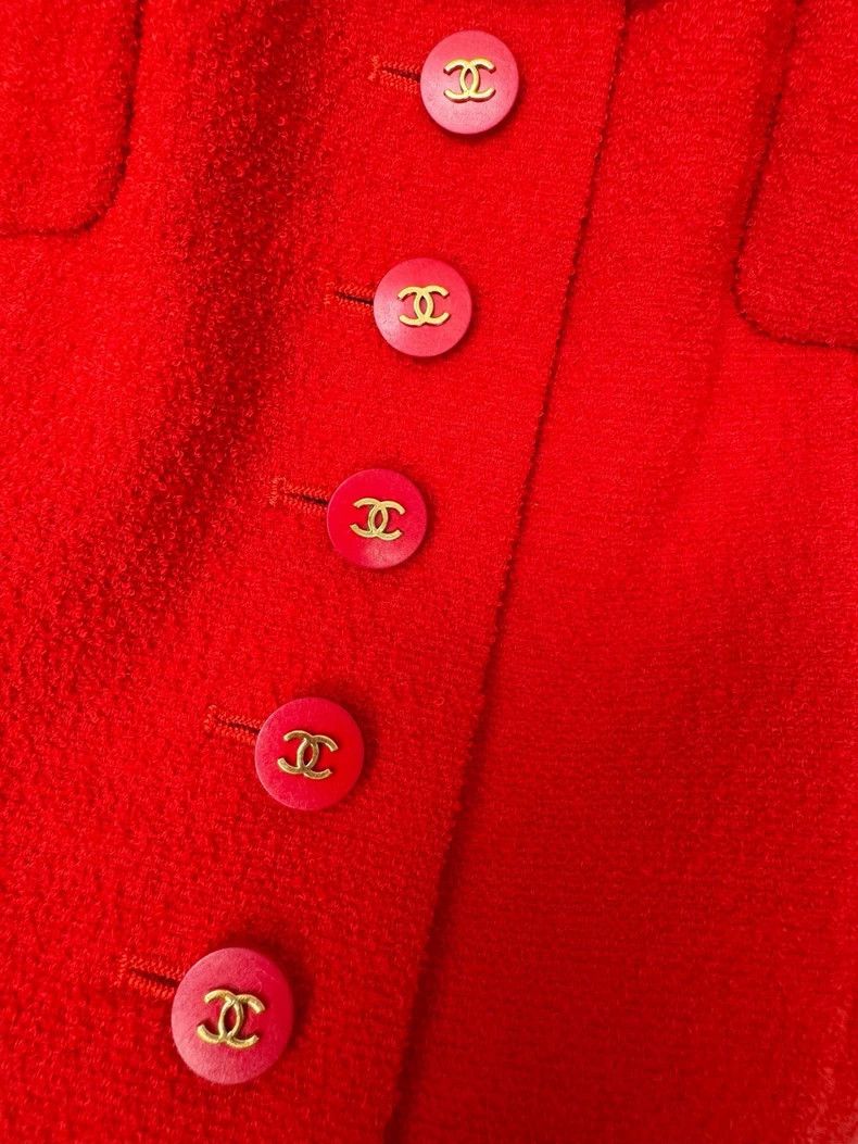 Chanel Chanel Red Short Sleeve Wool Top Size L / US 10 / IT 46 - 3 Thumbnail