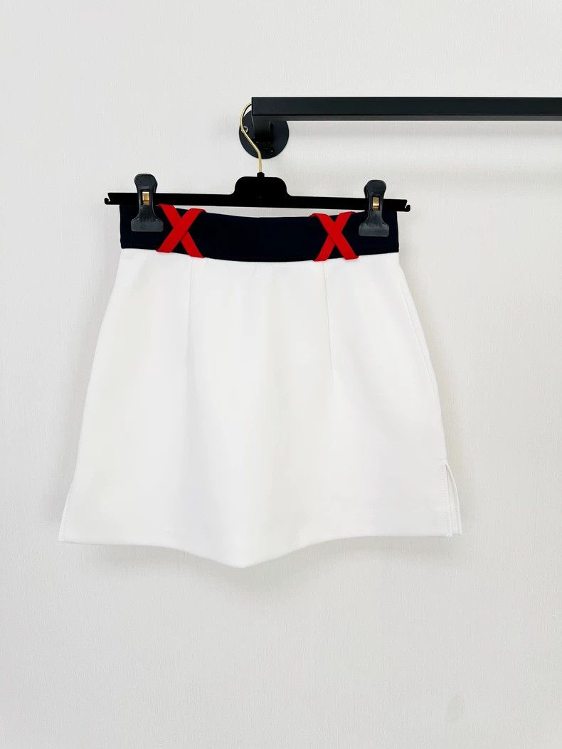 Prada Miu Miu White Color Block A-Line Skirt Size 38" / US 16 / IT 52 - 6 Thumbnail