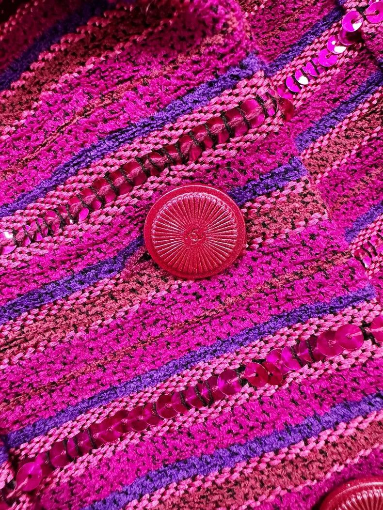 Chanel Chanel Sequined Knit Jacket in Pink Size XS / US 0-2 / IT 36-38 - 2 Thumbnail
