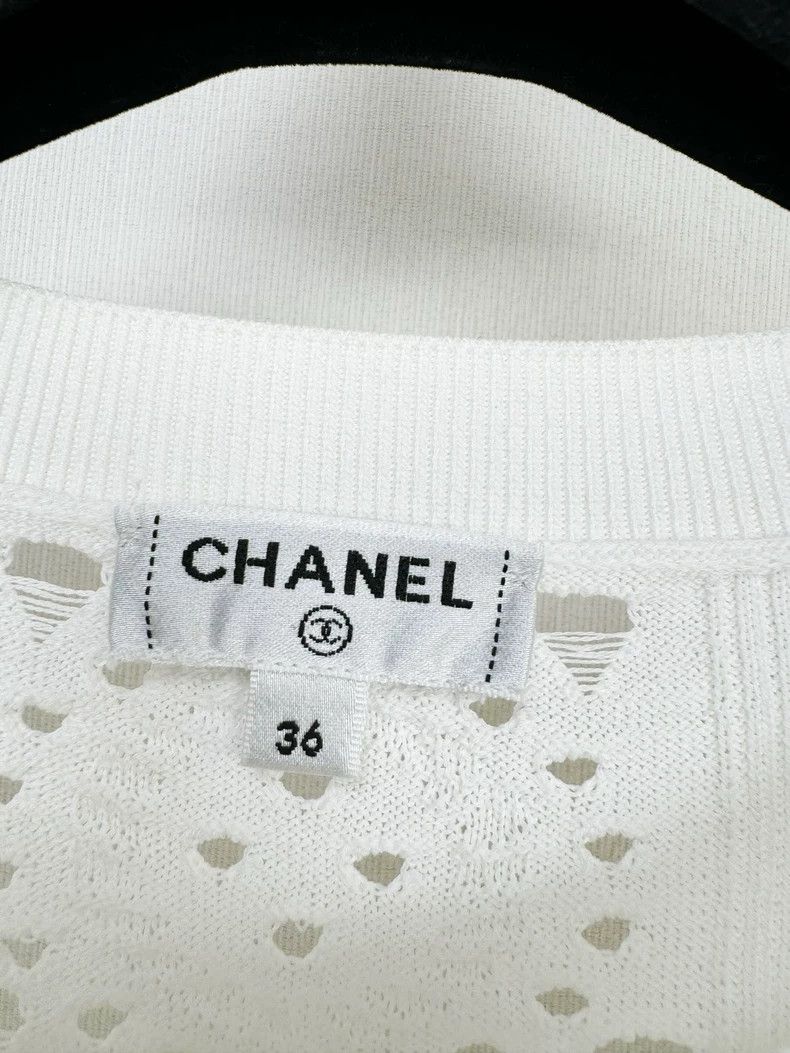 Chanel Chanel White Hollow Knit Sweater Top Size S / US 4 / IT 40 - 2 Thumbnail