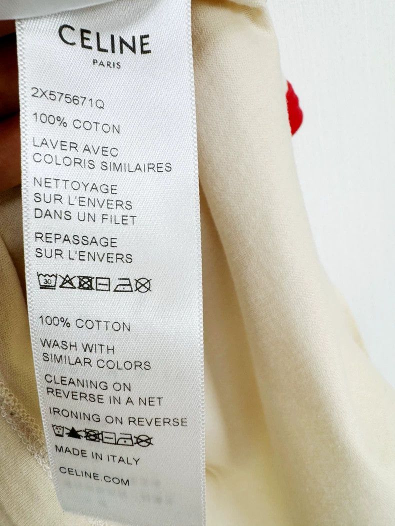 Celine Short Sleeve Tee with Red Trim