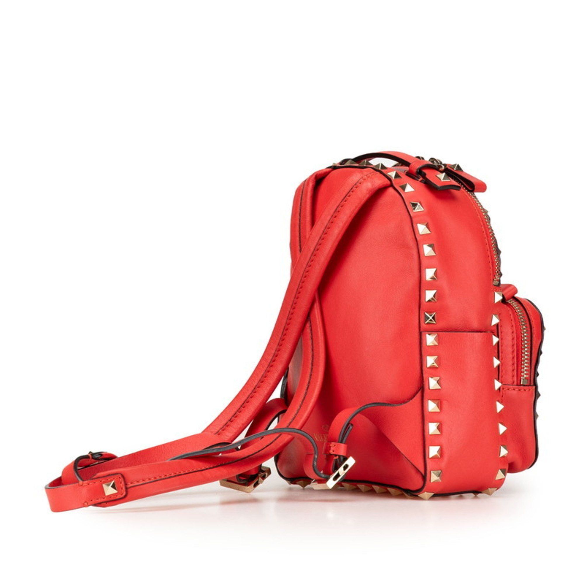 Valentino Valentino Rockstud Backpack Red Leather Women's Size ONE SIZE - 2 Thumbnail