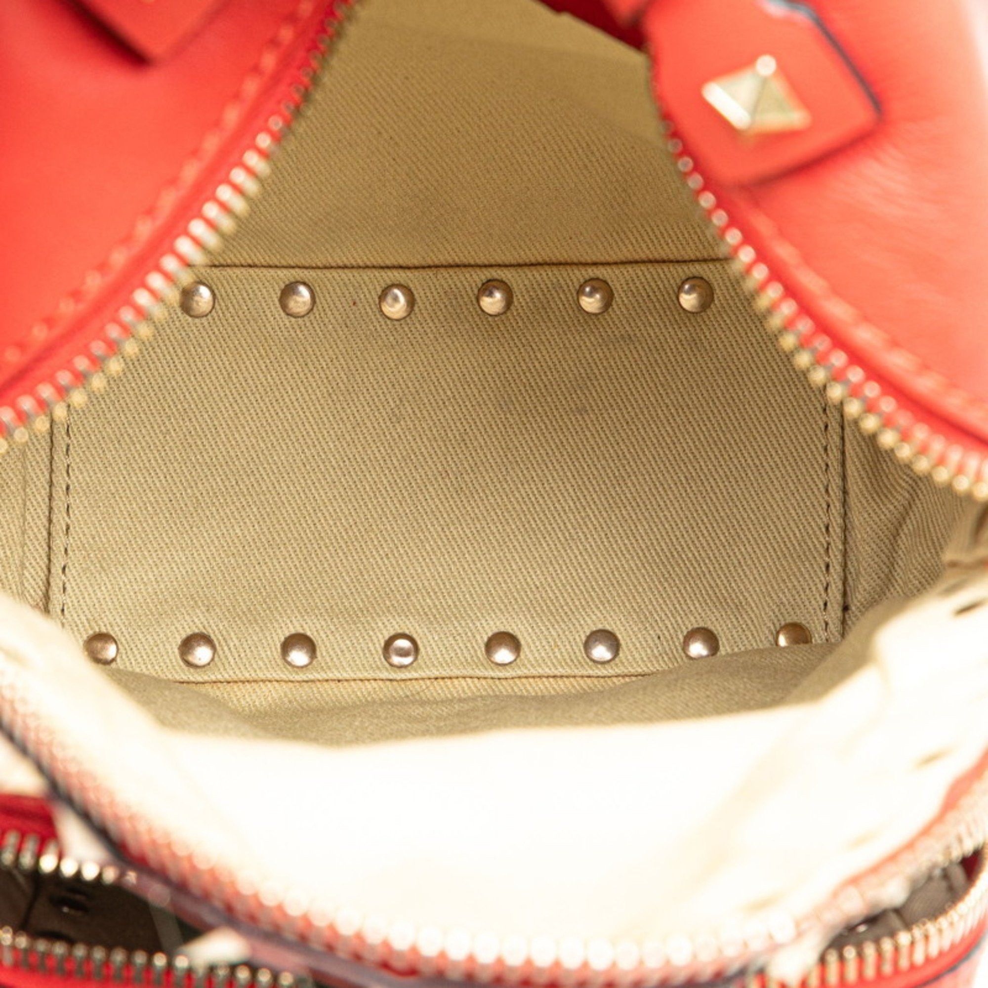 Valentino Valentino Rockstud Backpack Red Leather Women's Size ONE SIZE - 8 Thumbnail