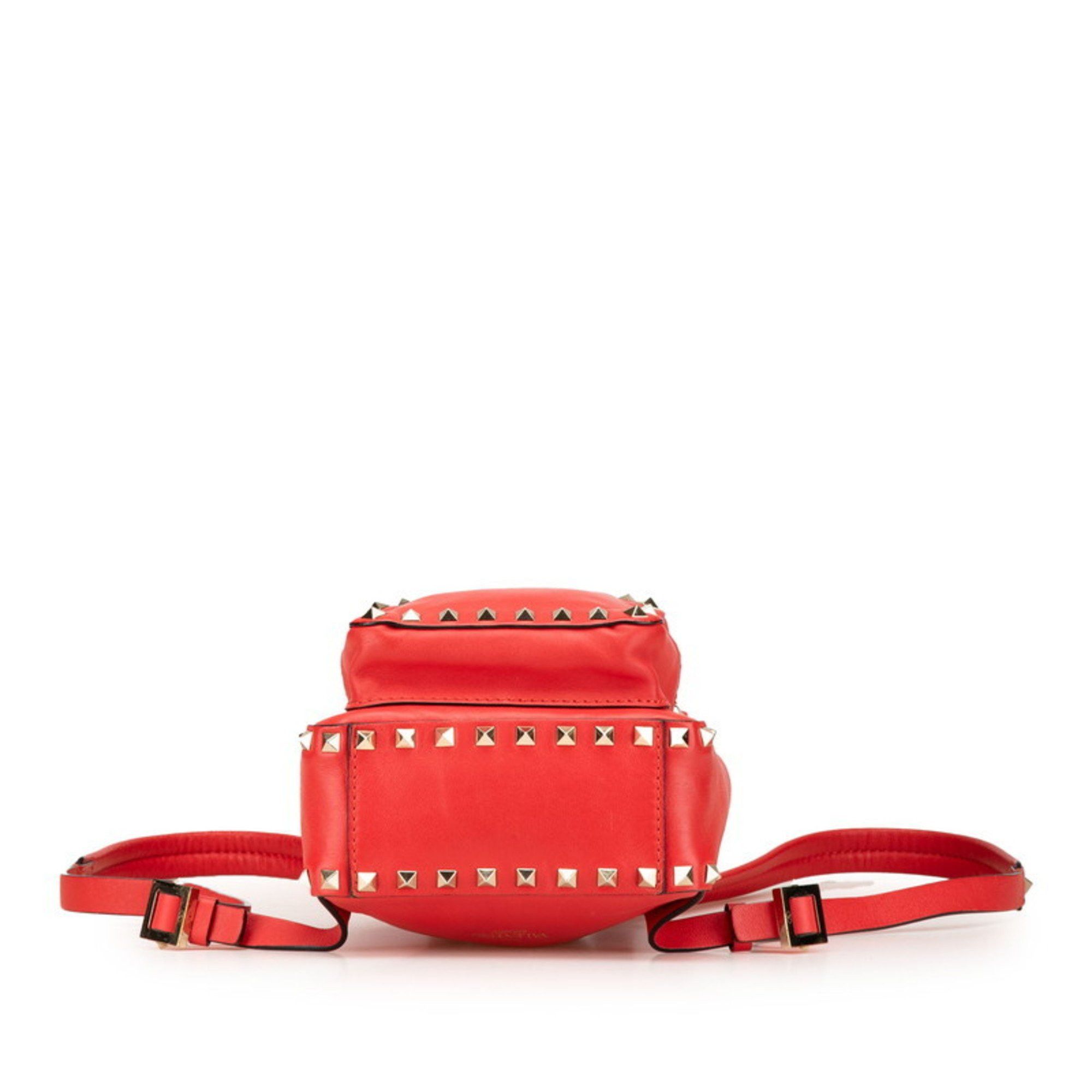 Valentino Valentino Rockstud Backpack Red Leather Women's Size ONE SIZE - 3 Thumbnail