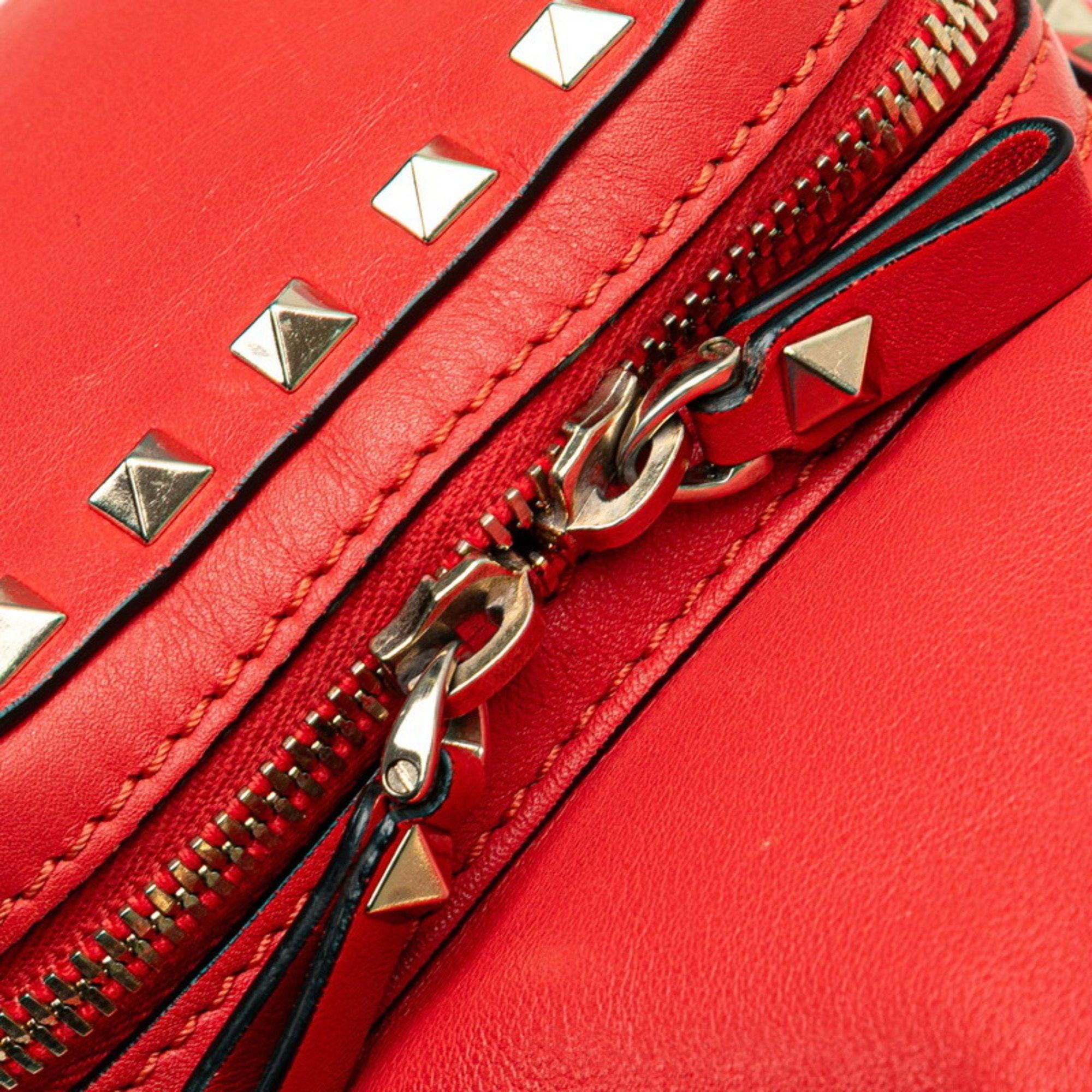 Valentino Valentino Rockstud Backpack Red Leather Women's Size ONE SIZE - 9 Thumbnail
