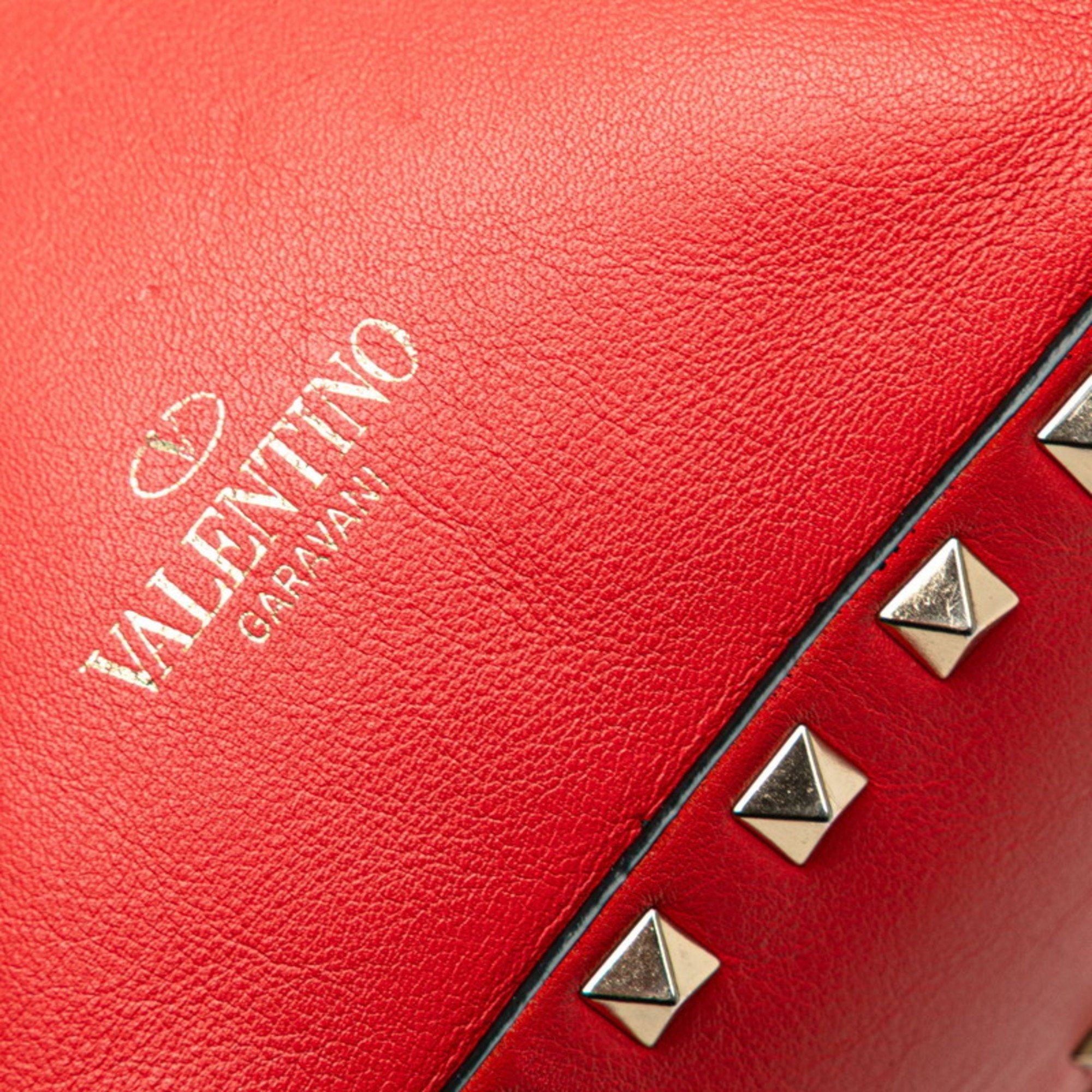 Valentino Valentino Rockstud Backpack Red Leather Women's Size ONE SIZE - 10 Thumbnail