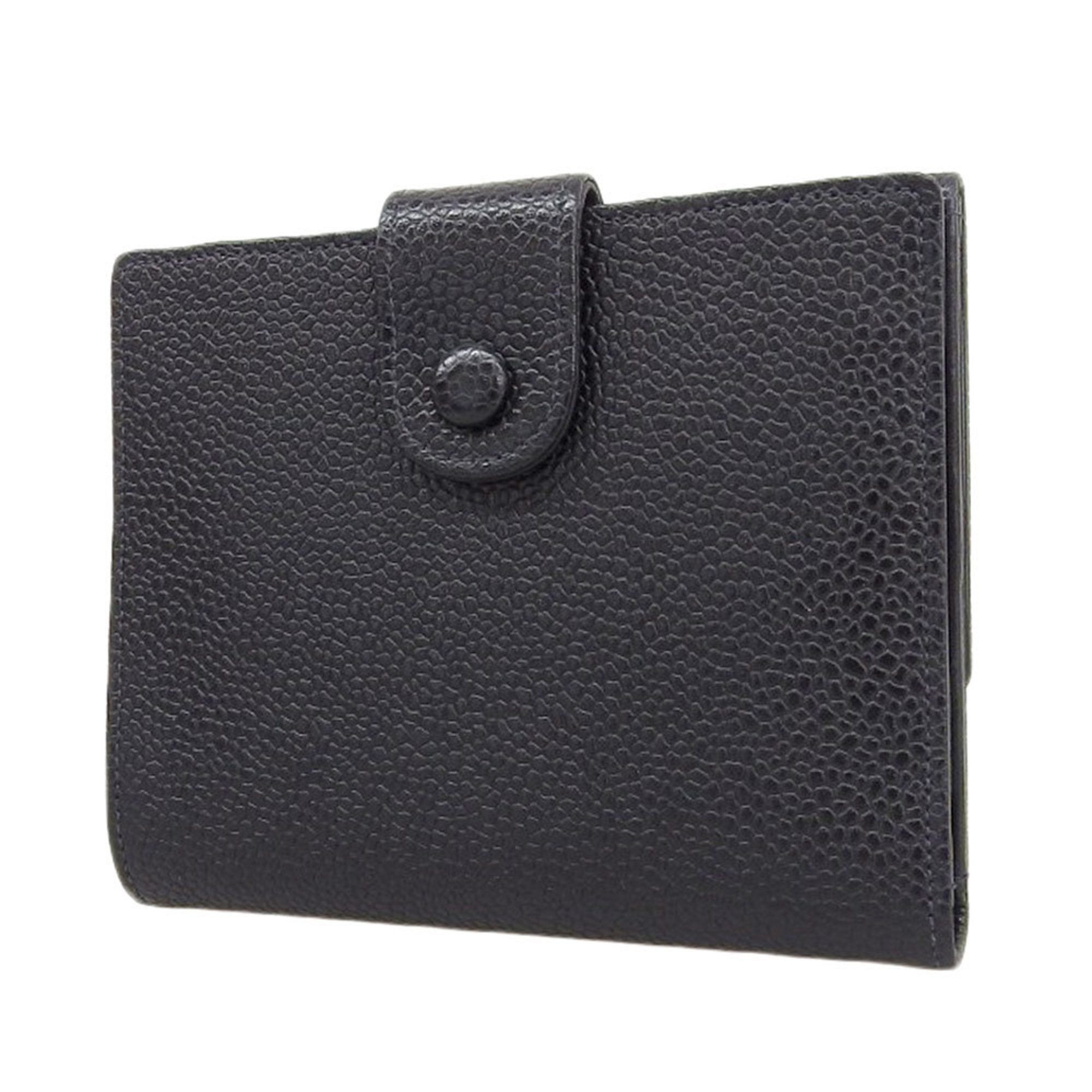 Chanel CHANEL Coco Mark Compact Wallet with Seal 4th Series Double Fold Caviar Skin Black Size ONE SIZE - 2 Thumbnail