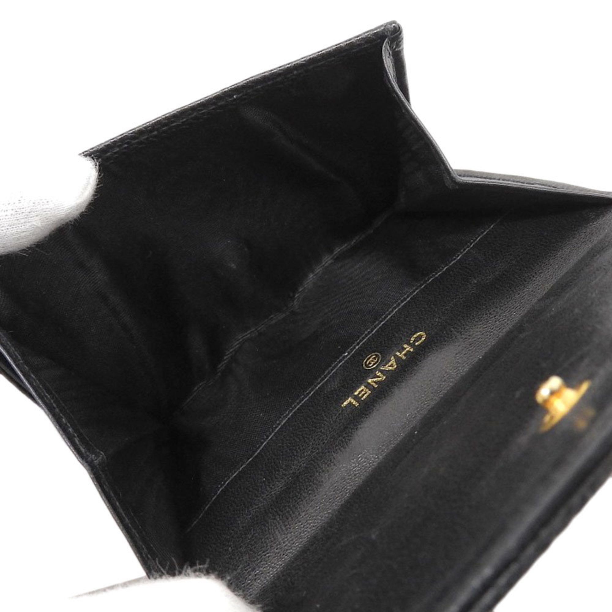 Chanel CHANEL Coco Mark Compact Wallet with Seal 4th Series Double Fold Caviar Skin Black Size ONE SIZE - 4 Thumbnail