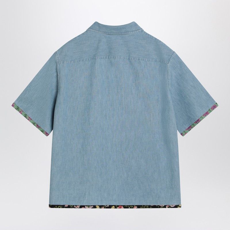 Valentino Valentino Denim Shirt With Floral Trims Size US L / EU 52-54 / 3 - 2 Thumbnail