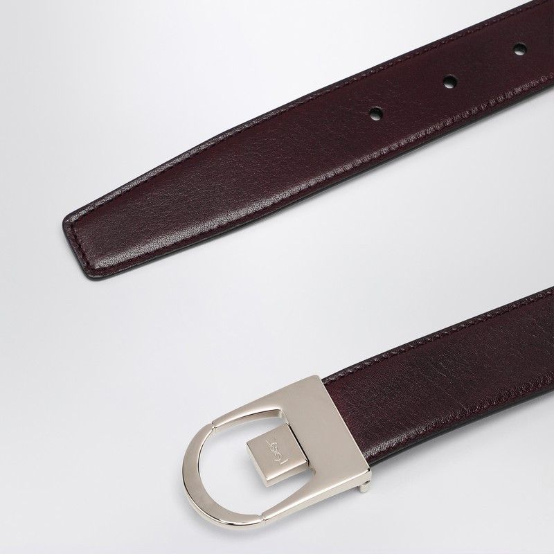 ベルト Saint Laurent Reversible belt in black/burgundy leather Saint Laurent Reversible Belt In Black/Burgundy Leather