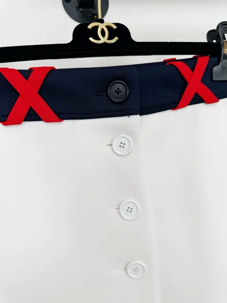 Miu Miu Miu Miu White A-Line Skirt with Colorful Waistband Size 38" / US 16 / IT 52 - 2 Thumbnail