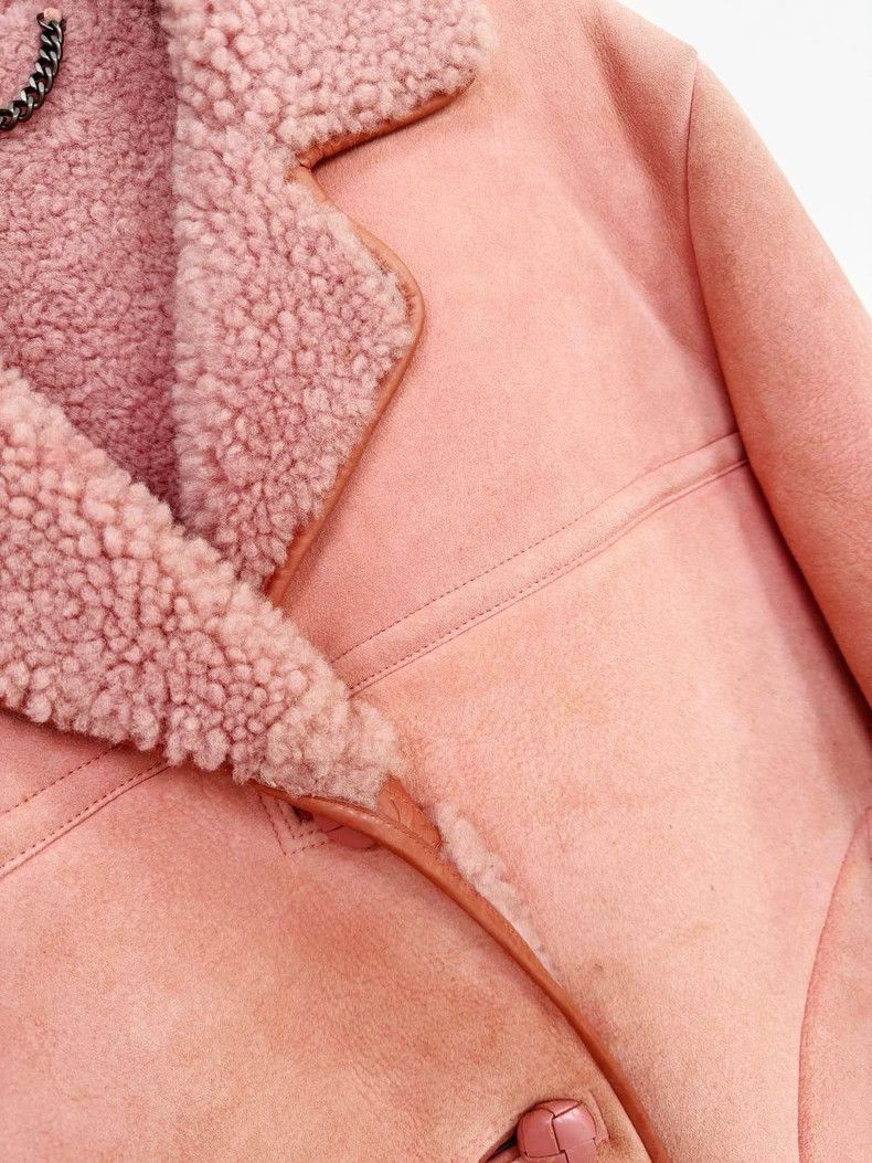 Burberry Burberry Shearling Coat in Light Pink Size L / US 10 / IT 46 - 2 Thumbnail