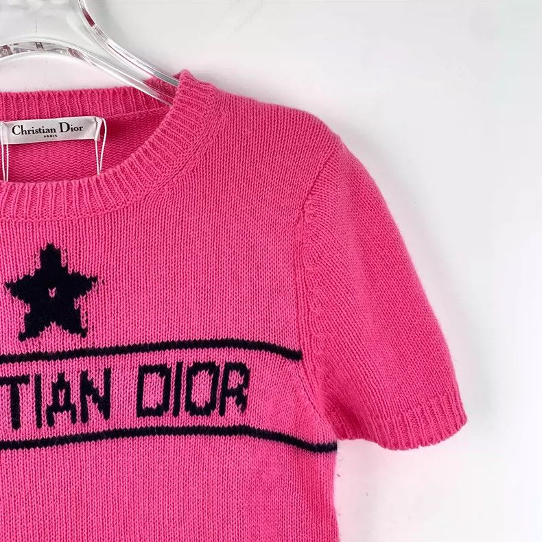 Dior Christian Dior Pink Short Sleeve Knit Top Size XS / US 0-2 / IT 36-38 - 3 Thumbnail