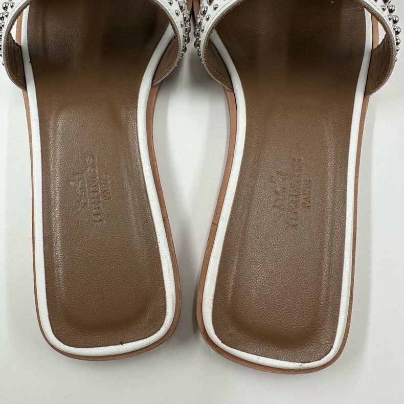 Hermes Hermes White and Brown H Sandals Size US 6 / IT 36 - 7 Thumbnail