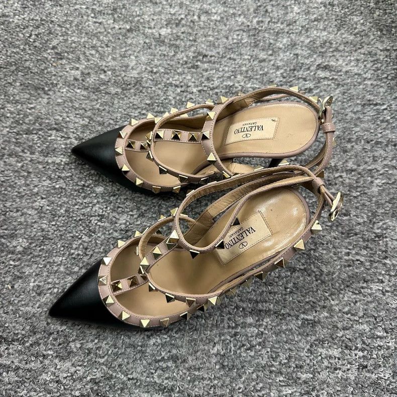 Valentino Valentino Black Strappy High Heels with Studs Size US 6 / IT 36 - 2 Thumbnail