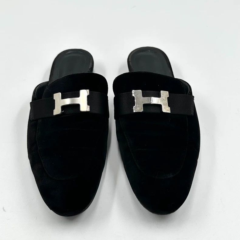 Hermes Hermes Black Velvet Slip-On Shoes Size US 6 / IT 36 - 2 Thumbnail