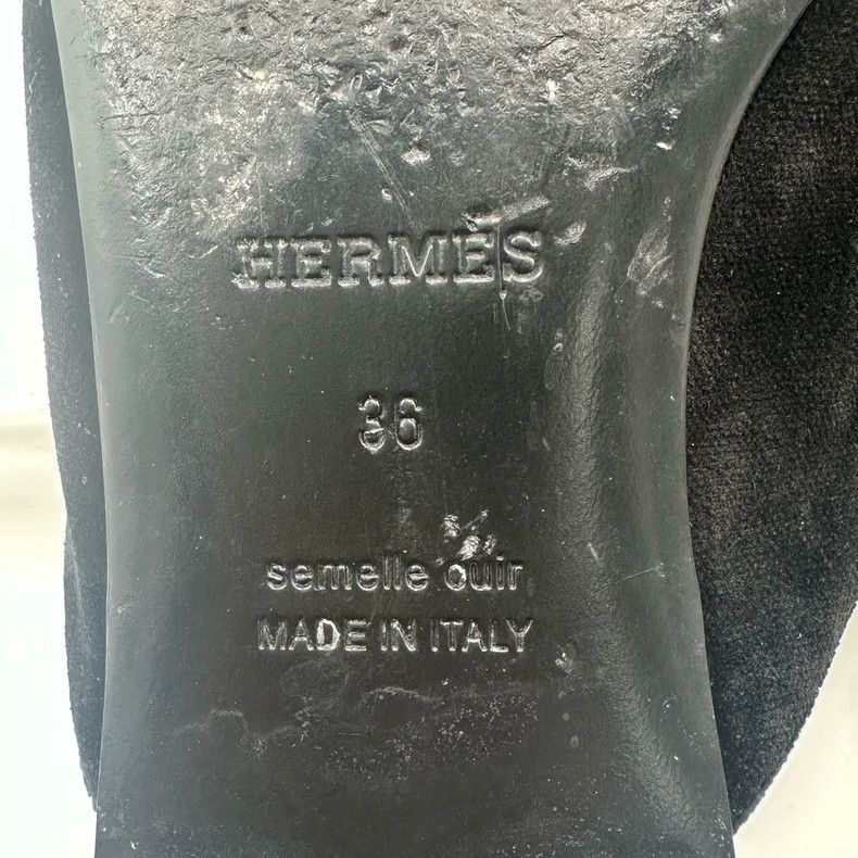 Hermes Hermes Black Velvet Slip-On Shoes Size US 6 / IT 36 - 7 Thumbnail