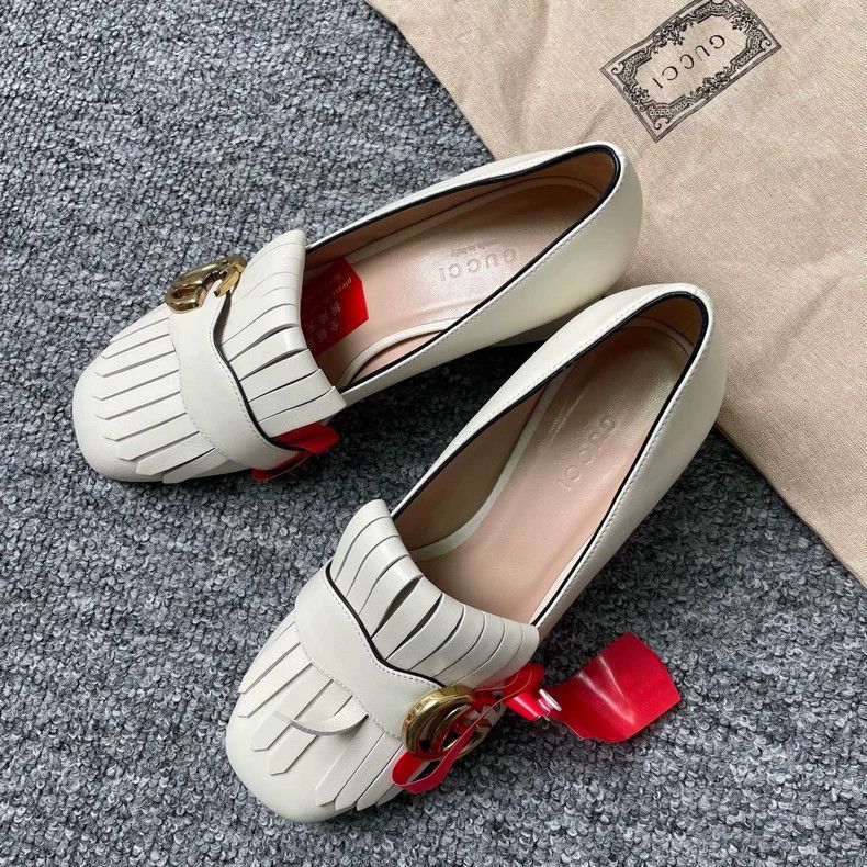 Gucci Gucci White Chunky Heels with Fringe Size US 6 / IT 36 - 2 Thumbnail