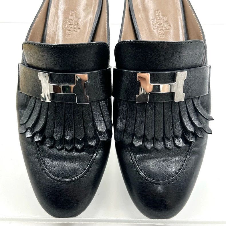Hermes Hermes Black Tassel Slip-On Loafers Size US 5 / IT 35 - 6 Thumbnail
