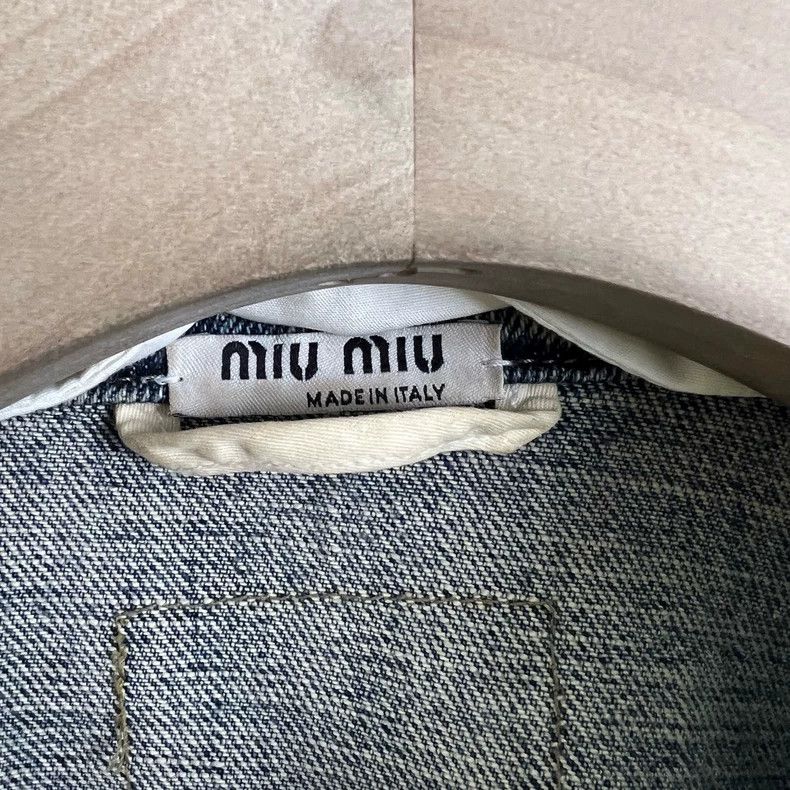 Prada Miumiu Denim Jacket with Lace Collar Size S / US 4 / IT 40 - 3 Thumbnail