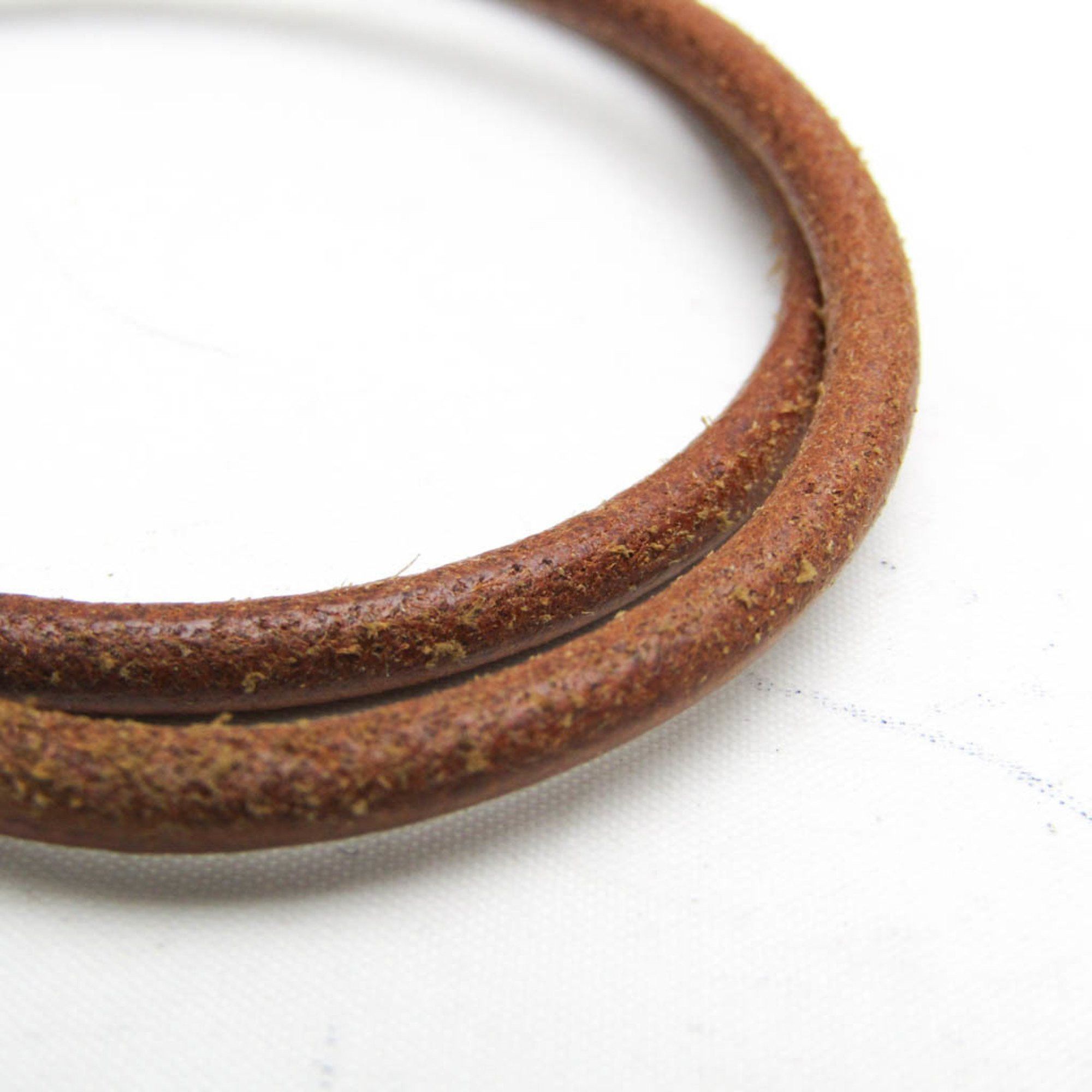 Hermes Hermes Jumbo Choker Leather,Metal Bangle Brown,Silver Size ONE SIZE - 5 Thumbnail