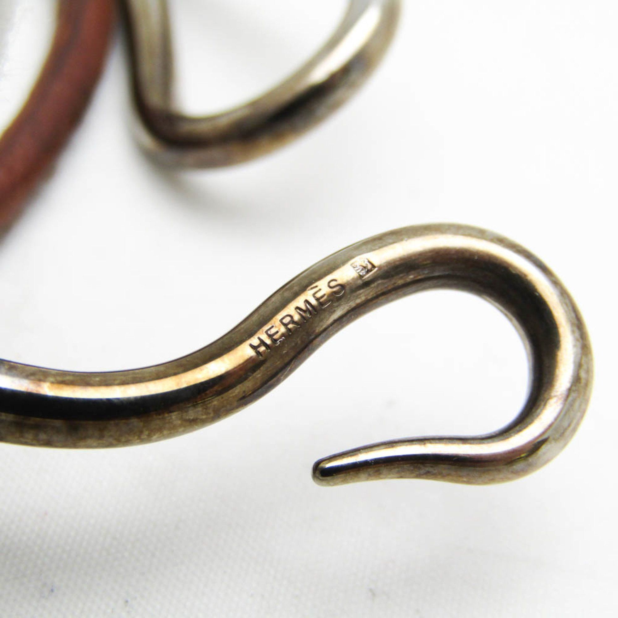 Hermes Hermes Jumbo Choker Leather,Metal Bangle Brown,Silver Size ONE SIZE - 7 Thumbnail
