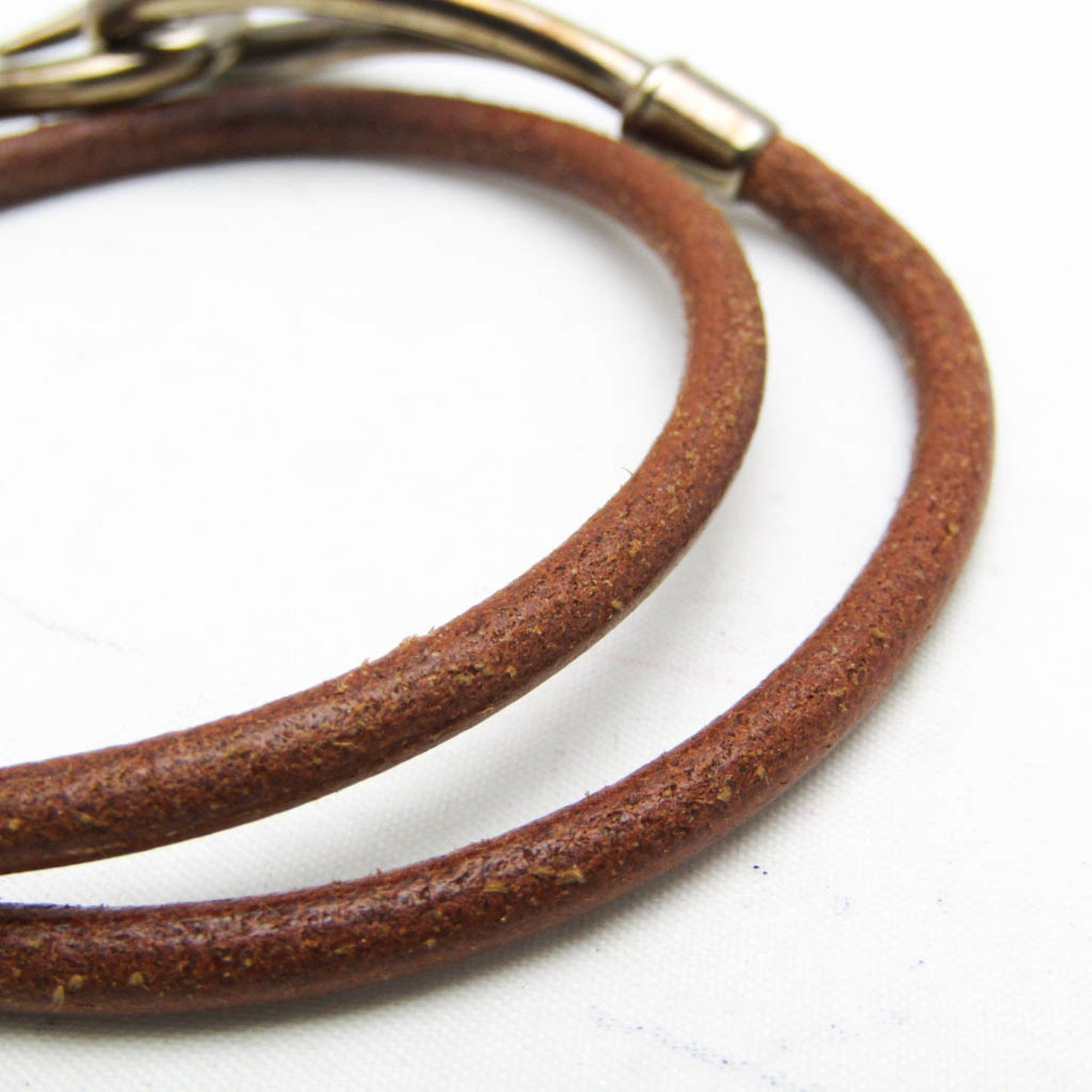 Hermes Hermes Jumbo Choker Leather,Metal Bangle Brown,Silver Size ONE SIZE - 6 Thumbnail