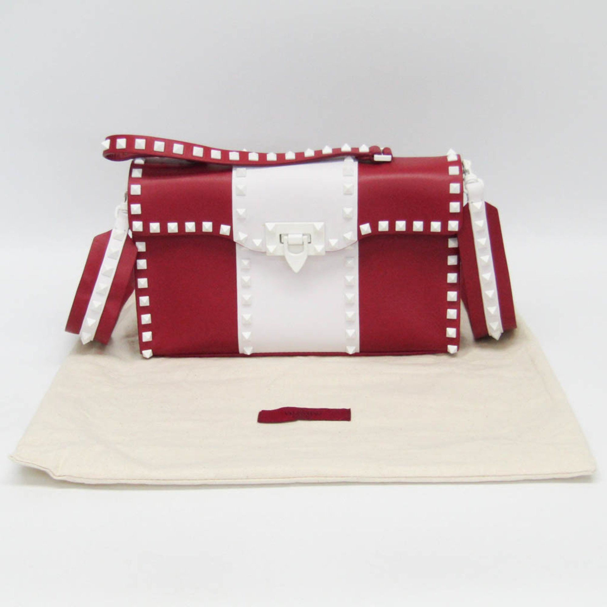 Valentino Valentino Garavani Spike Lockstuds Single Handle Bag PW2B0094YDW Women's Leather Handbag,Shoulder Bag Red Color,White Size ONE SIZE - 2 Thumbnail
