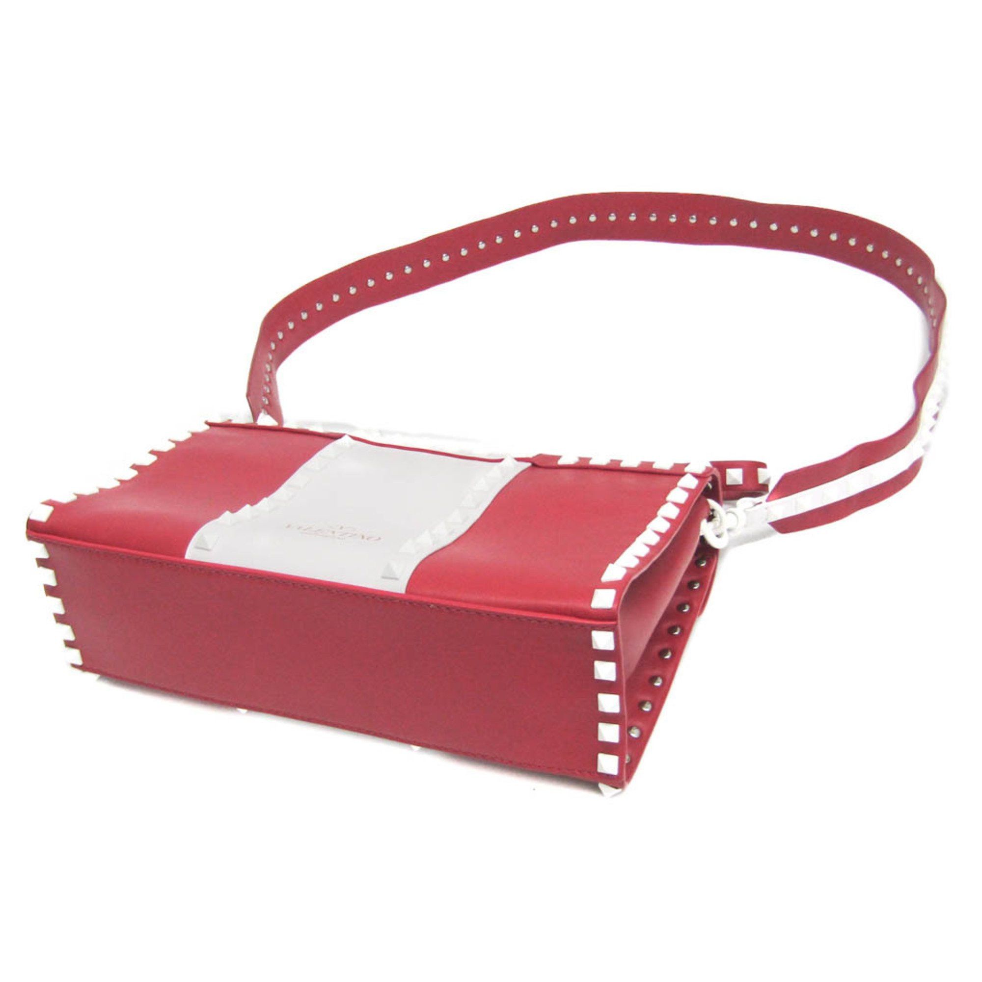 Valentino Valentino Garavani Spike Lockstuds Single Handle Bag PW2B0094YDW Women's Leather Handbag,Shoulder Bag Red Color,White Size ONE SIZE - 3 Thumbnail