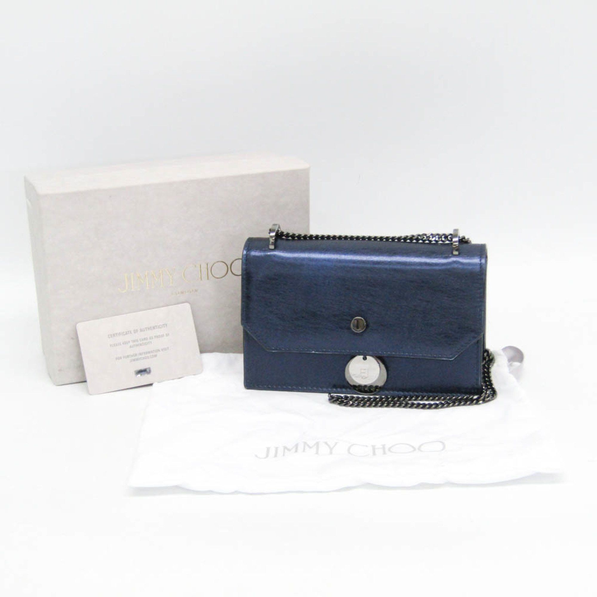 Jimmy Choo Jimmy Choo FINLEY 0C2585 Women's Leather Shoulder Bag Metallic Purple Size ONE SIZE - 2 Thumbnail