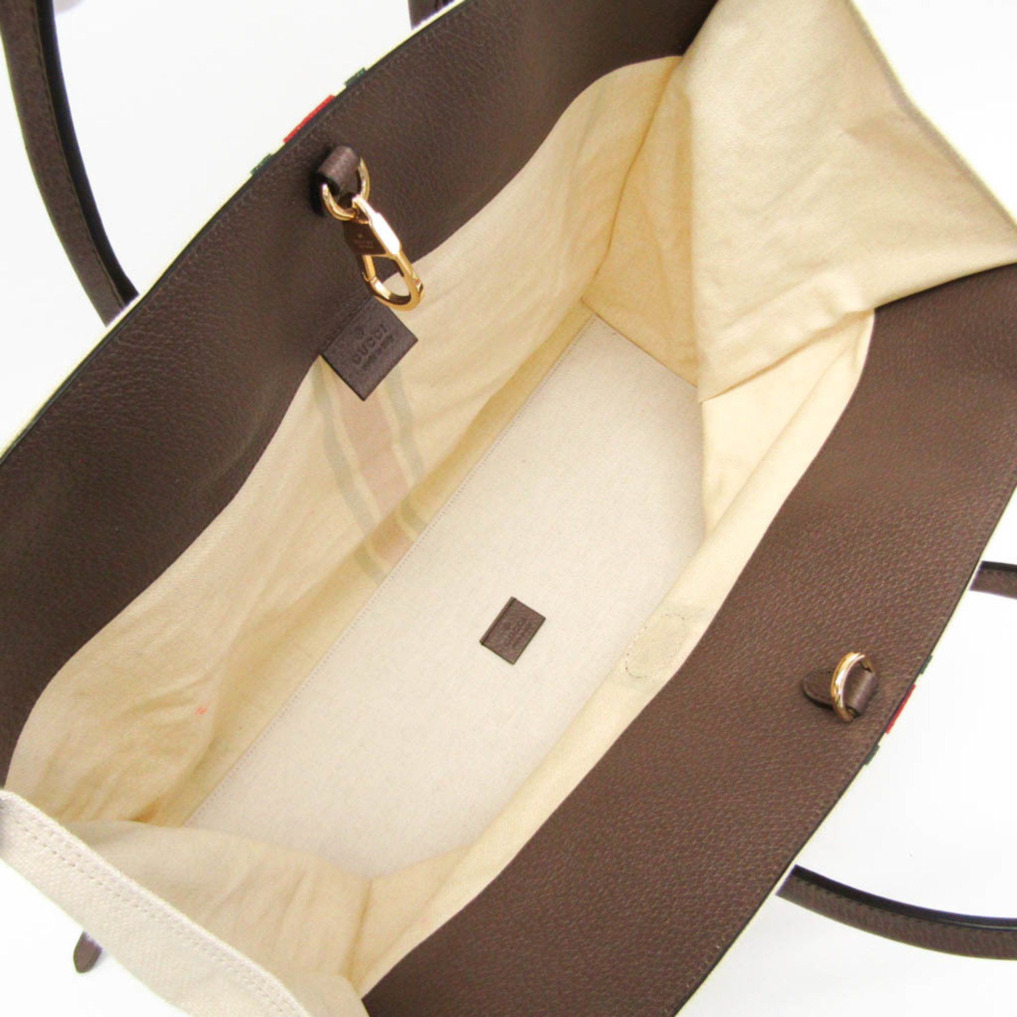 Gucci Gucci Sherry Line Interlocking G 658876 Men,Women Canvas,Leather Shoulder Bag,Tote Bag Off-white Size ONE SIZE - 3 Thumbnail