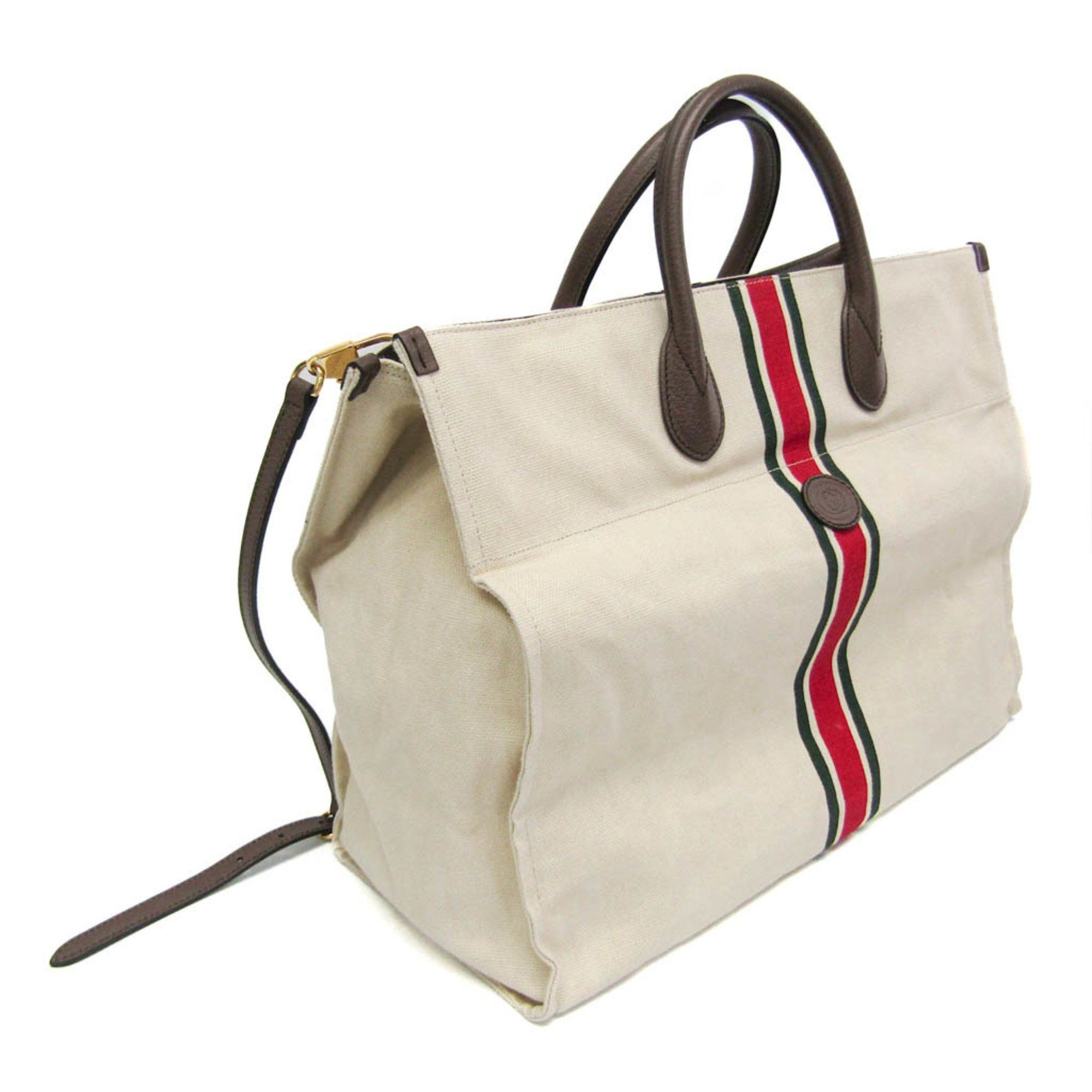 Gucci Gucci Sherry Line Interlocking G 658876 Men,Women Canvas,Leather Shoulder Bag,Tote Bag Off-white Size ONE SIZE - 5 Thumbnail
