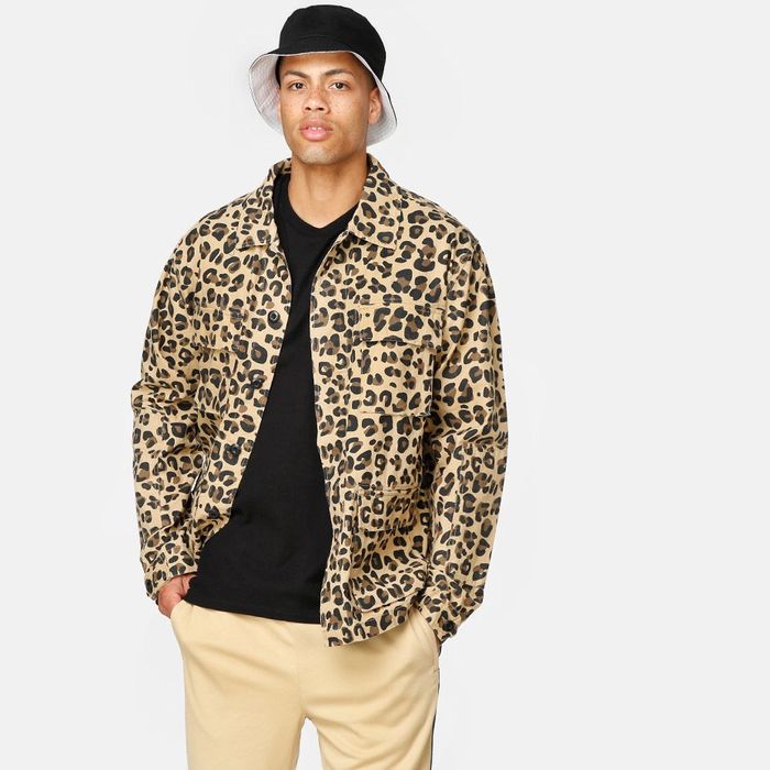 Stussy linen field deals jacket leopard