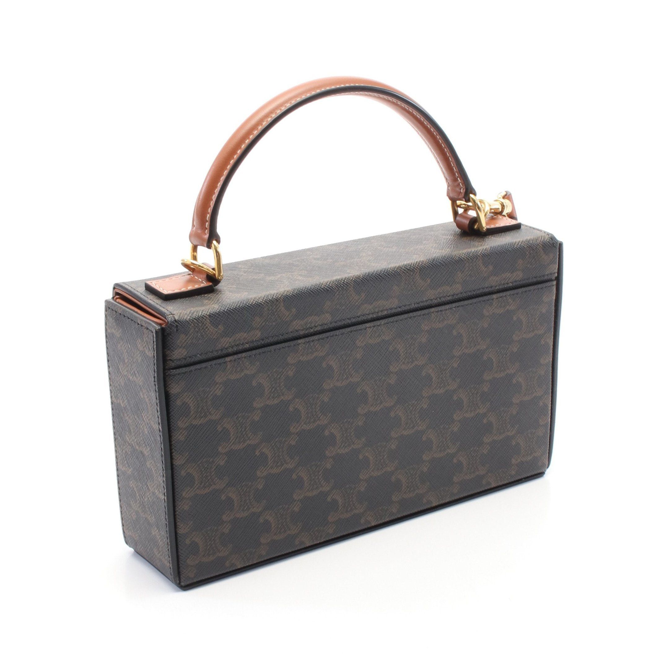 Celine Celine Box Triomphe Handbag Leather Dark Brown Size ONE SIZE - 2 Thumbnail