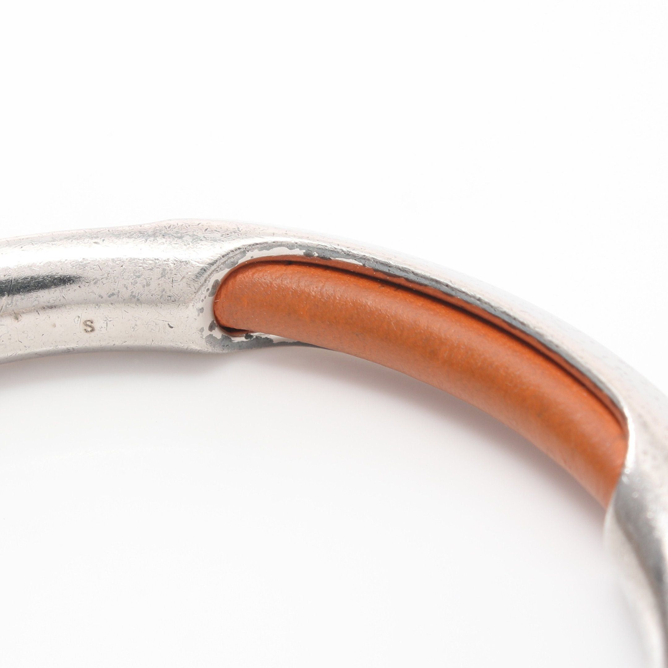 Hermes Hermes Bangle Leather Silver Light Brown Size ONE SIZE - 9 Thumbnail