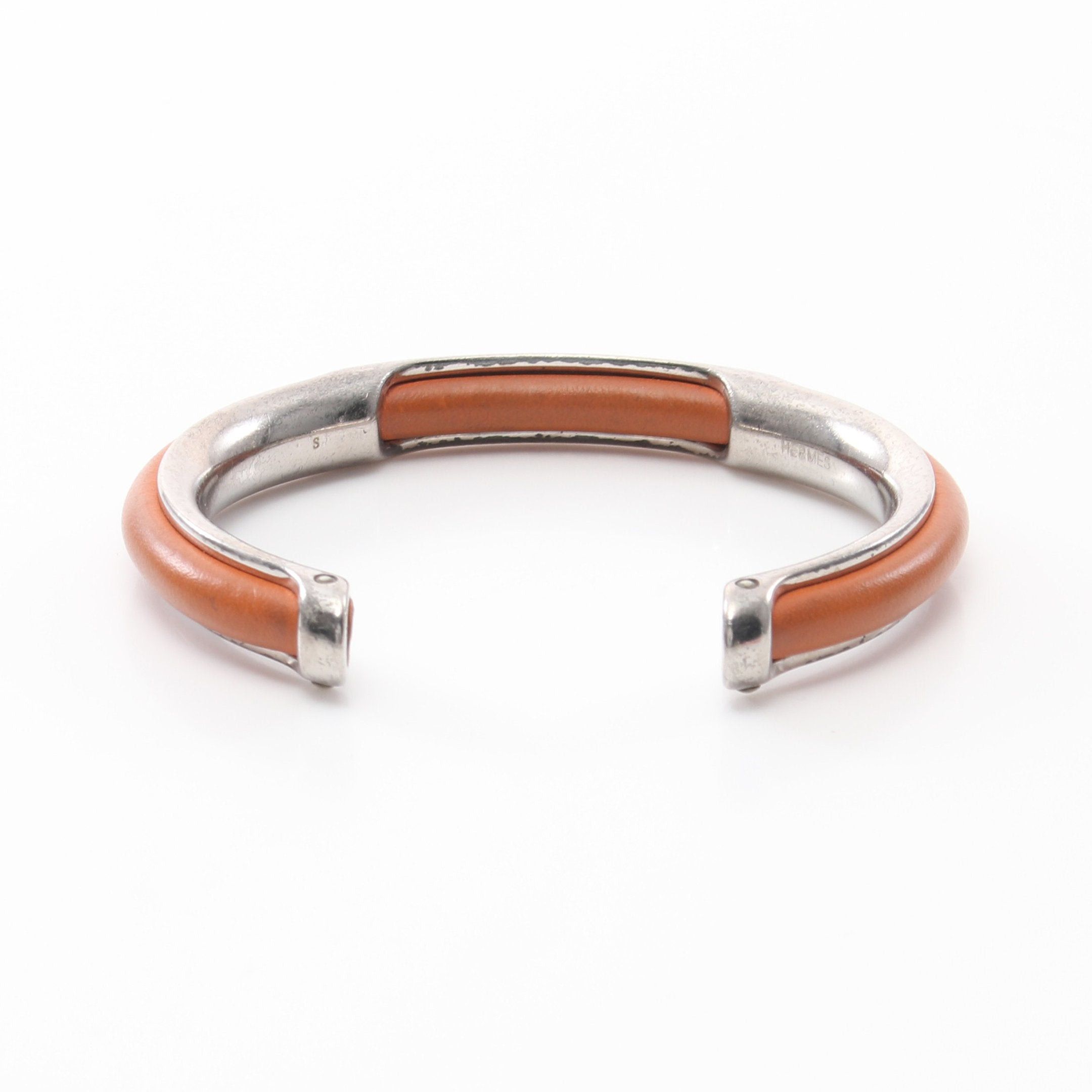 Hermes Hermes Bangle Leather Silver Light Brown Size ONE SIZE - 2 Thumbnail